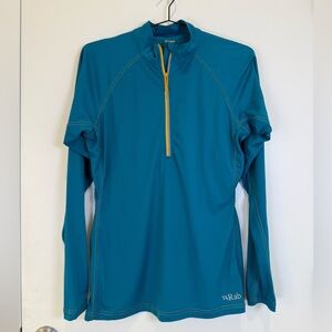 Rab Teal Baselayer Interval Long Sleeve Zip Pullover Tee Lightweight Technical